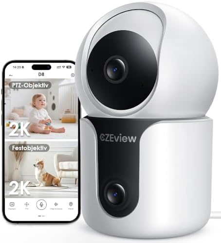 3MP+3MP Dual Kameras Überwachung Innen, 5Ghz WLAN 360° Hundekamer...