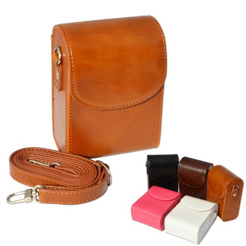 First2Savvv Brown Premium Quality Genuine Leather Camera Case Pouch Bag With Shoulder Strap For Samsung Ex2F Wb250F Wb800F Sony Dsc-Rx100Ii Dsc-Rx100M2 Dsc-Hx50V Canon Ex2F Wb250F Wb800F Olympus F300Exr Finepix T350 Finepix #TOP1