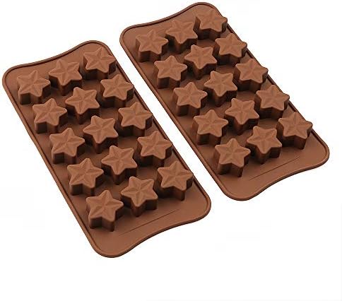 homEdge 15-Cavity Star Shaped Chocolate Mold, Set of 4PCS Non Stick Food Grade Silicone Mold for Candy Chocolate Jelly, Ice Cube
