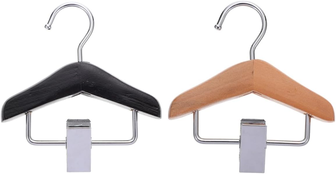 Toddmomy 2pcs Wooden Pet Pants Clip Hanger with Movable Metal Clamp for Organizing Dog Clothes, Practical Stainless Steel Clips, Gift for Your Friend Keeping Pets