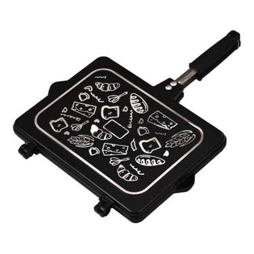SylvaLexis Sandwichera antiadherente de doble cara para panqueques, parrilla de aleación de aluminio de 17.13 x 12.44 pulgadas con bandeja de goteo para desayuno y camping
