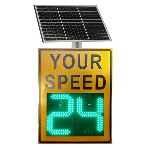 WYBYYDS Flashing Solar Powered Led Speed Limit Signs, 20"x27"/24"x35" Radar Speed Sign for Enforcement - Durable Solar Powered Display for Police & Security Use Yellow24 x35
