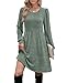 OFEEFAN Sweater Dresses for Women 2025 Women's Winter Clothing Plus Size Fall Fashion Fall Dresses Casual Babydoll Pleated Long Sleeve Dress with Pockets Green XXL