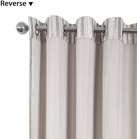 always4u Crushed Velvet Curtains Beige Curtain for Bedroom Eyelet 54 * 84 Inches Thermal Insulated Unlined Window Treatment for Living Room 1 Pair