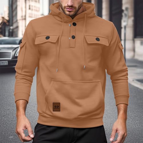 Sudadera con capucha de forro polar para hombre con varios bolsillos 2