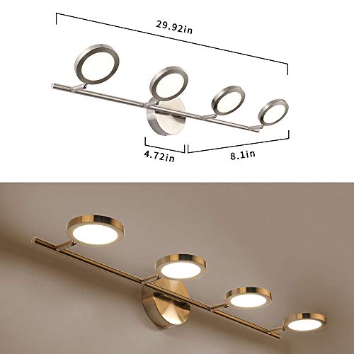 Joossnwell LED Bathroom Lights Fixtures, 4-Lights Vanity Lights Adjustable 20W 29.92" Inch 4000K Nickel Finish Swing Arm Up and Down Wall Sconces by Joossnwell - Used condition - Image 5