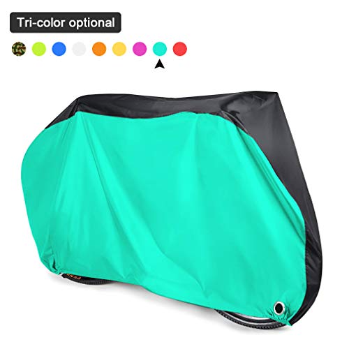 Roctee Bicycle Cover Waterproof Wind Rain Snow Proof Outdoor Mountain Bike Road Travel Bike Cycle Covers with Storage Bag, 78.7\'\'(L) * 27.6\'\'(W) * 43.3\'\'(H) for XL Size (Black & Aqua Green) - Thumbnail 6