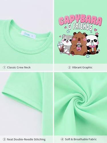 Image of Dvenki Girls Graphic Short Sleeve Crewneck T-Shirt Sizes 6-18 | breathable soft cotton blend, cute graphic prints, summer little and big girls tee, ideal casual wear for school, daily