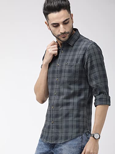 Image of The Indian Garage Co Men Slim Fit Checkered Full Sleeves Cutaway Collar Casual Shirt