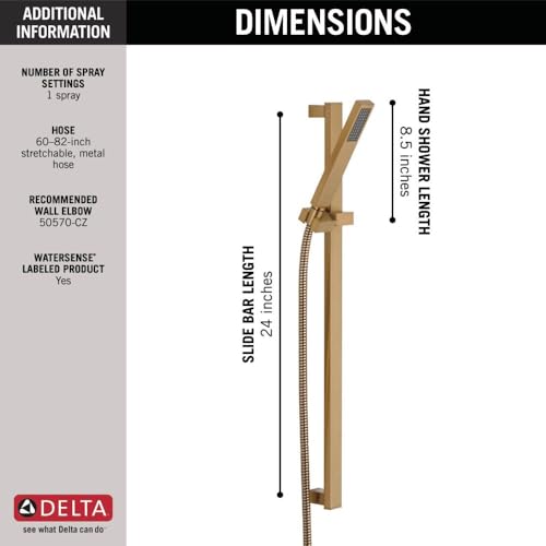 Delta Faucet Vero Single-Spray Touch-Clean Wall-Mount Slide Bar Hand Held Shower with Hose, Champagne Bronze 57530-CZ by DELTA - Image 2