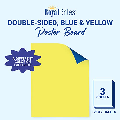 Royal Brites Dual Color, Blue/Yellow Poster Board 22 X 28, 5/Pk #TOP1