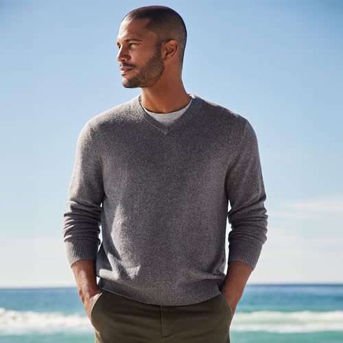 Image of Lands' End Men's Fine Gauge Cashmere V-Neck Sweater
