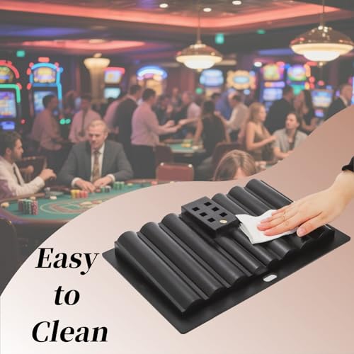 Pumtus Poker Chip Tray Holder, Heavy Duty ABS Plastic Poker Chip & Card Rack, Black Casino Table Chip Case Insert, Sturdy Standard Size Chips Holder for Poker Club, Gambling, Blackjack - Thumbnail 4