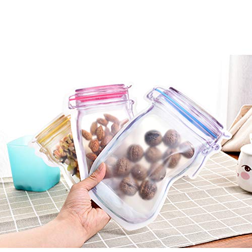 45 Pcs Reusable Mason Jar Ziplock Bags,Food Storage Bags Portable Food Saver Bags For Travel Camping Picnic Organizer(10Small,15Medium,15Large,5Tall) #TOP3