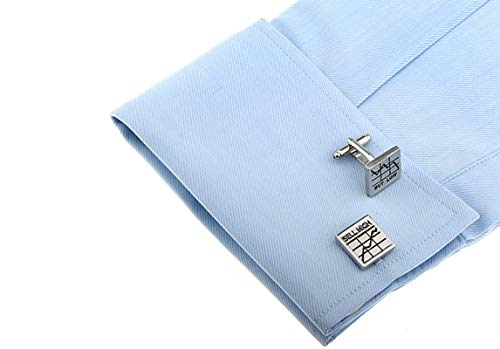 Mancuernillas cuadradas KnBoB plateadas clásicas para hombre miniatura 4