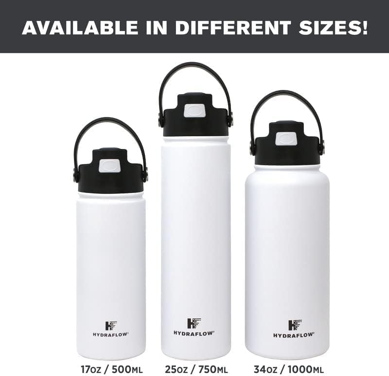 Miniatura 8 de Hydraflow Hybrid - Botella de agua de triple pared aislada al vacío con pajilla abatible (34 onzas, caqui), termo de metal de acero inoxidable, a