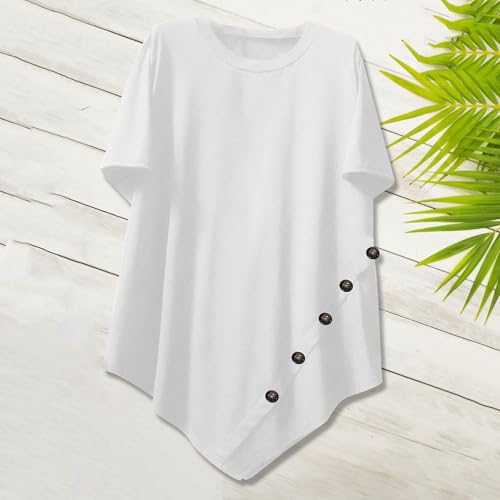 Crew Neck Shirts for Women Summer Fall Short Sleeve Oversized Plain Top T Shirt Blouse Women 2025 Fashion2