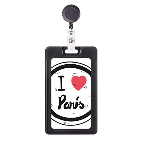 Étui badge rétractable I Love Paris - Porte-badge enrouleur pour carte d'accès