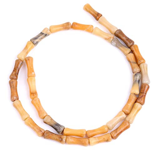 GEM-Inside 30Pcs 5x12mm Natural Orange Yellow Chrismatite Jade Stone Plant Bamboo Knot Bone Charms Beads for Jewelry Making Power Energy Chakra Stone Beads