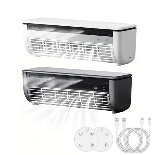 Mini Air Conditioner Portable Air Cooler, 2026 Personal AC with Ice Mist Spray, Rechargeable 6000mAh Cooling Fan, Remote Control, Mini Portable AC for Bedroom, Office, Car, Camping，Gray+White-2PC