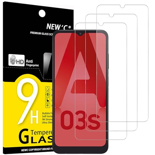 NEWC 3 Pack Designed for Samsung Galaxy A03 / A03s Screen Protector Tempered Glass Case Friendly Scratch Resistant Bubble-Free Ultra Resistant