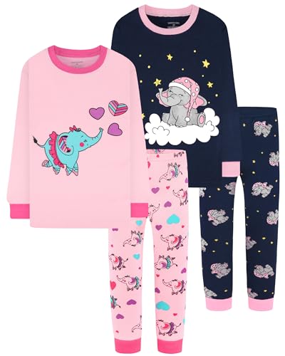 DAUGHTER QUEEN Girls 4-Piece Cotton Pajama Set