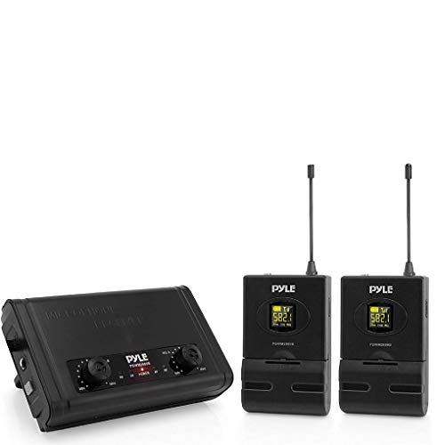 Pyle Compact Uhf Wireless Microphone System - Pro Portable Dual Channel Desktop Digital Mic Receiver Set W/ 2 Belt-Pack Transmitter, Receiver, 2 Headset Lavalier Mics, Battery, For Home Pa-Pdwm2880B #TOP7