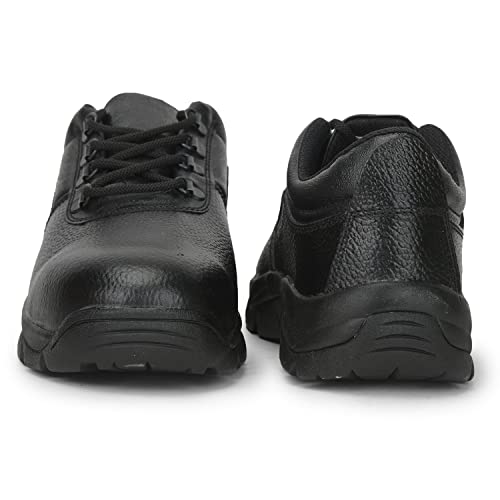 Image of Liberty Freedom Armour-ST Lacing Safety Shoes for Men with Leather Upper | Rubber Sole | Padded Foam Insole| Anti-Skid | Shock Absorber | Water Resistance | Comfortable for All Weather (Black - 5.5)