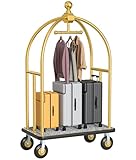 Hotel Luggage Cart, 1300LBS Load Capacity Bellman's Cart with 8' Wheels, Brushed Stainless Steel Commercial...