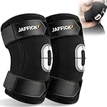 Jaffick Weightlifting Elbow Brace - Elbow Sleeve with Dual Adjustable Compression Straps for Bench Press, Powerlifting, Pressing, Men & Women (1 Pair) (Black, L)