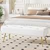 Sitzbank Polsterbank Bettbank Schlafzimmerbank 113.5x36.5x43cm Schminkbank Flurbank Fu hocker Schuhbank Esszimmerbank mit Metallbeinen aus Kunstleder f r Schlafzimmer Wohnzimmer Flur Wei
