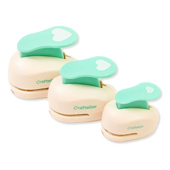 Craftelier - Heart Punches Set of 3, Diameters 3/8, 5/8, 1 | Hole puncher pack, scrapbooking and crafts projects, lever punch, for paper and cardstock, card making