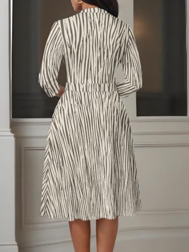 Image of PinkPatty Women's Casual A-line Midi Dresses 3 /4 Sleeve V Neck Fit and Flare Dress with Pockets