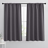 RYB HOME Grey Blackout Curtains - Thermal Insulated Noise Reducing Energy Efficiency Small Window Decor for Kitchen Bedroom Bathroom, 42 inches Wide x 45 inches Long, Gray, 1 Pair