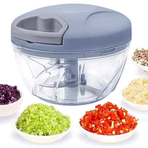 Processador Manual de Alimentos Cortador e Triturador para Legumes e Vegetais Recipiente Transparent