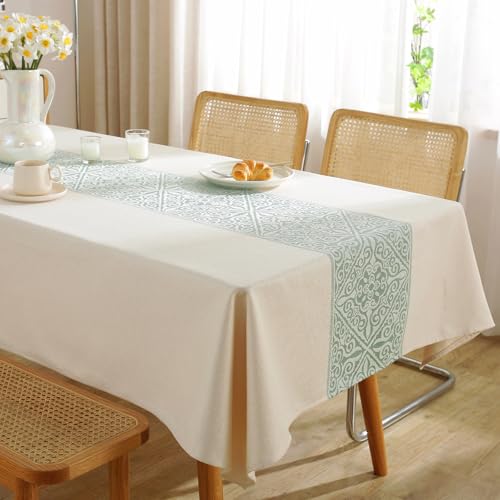 Solaverano Rectangle Table Cloth 55x87 Inches, Cotton Linen Waterproof Fall Tablecloth Extra Soft Thick Fabric Wrinkle-Free Durable Washable Table Cover for Dining Farmhouse Kitchen Tablecloths