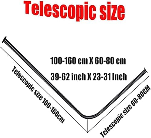 Easy Installation Shower Curtain Rod Adjustable Corner Ceiling Support Curved Rod,Shower Curtain Rail, L Shaped Shower Curtain Pole, Curved Shower Curtain Rod, for Bath&Locker Room, Hanging