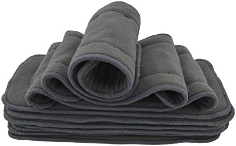 Babygoal Baby 5-Layer Charcoal Rayon from Bamboo Reusable Liners for Cloth Diapers Nappies,Pack of 12 Inserts,12ZTN