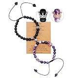 JoycuFF Boyfriend Birthday Gifts Matching Crown Couple Bracelets Amethyst Bracelet His And Her Gifts