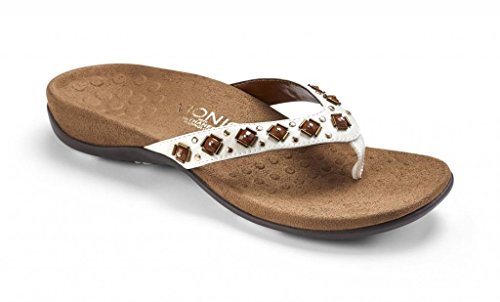 Vionic Women's Rest Floriana Toepost Sandal - Ladies Flip flops with Concealed Orthotic Support White 7 M US