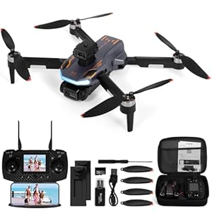 Drone avec camera, Moteur sans balais FPV Drone avec écran 2.4 inch adulte, Auto-Hover, Contrôle gestuel, 32GB SD Card with Card Reader, One-Key Start for Beginner, Noël Cadeau décoration