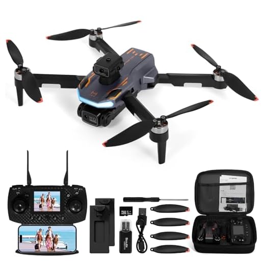 Drone avec camera, Moteur sans balais FPV Drone avec écran 2.4 inch adulte, Auto-Hover, Contrôle gestuel, 32GB SD Card with Card Reader, One-Key Start for Beginner, Noël Cadeau décoration