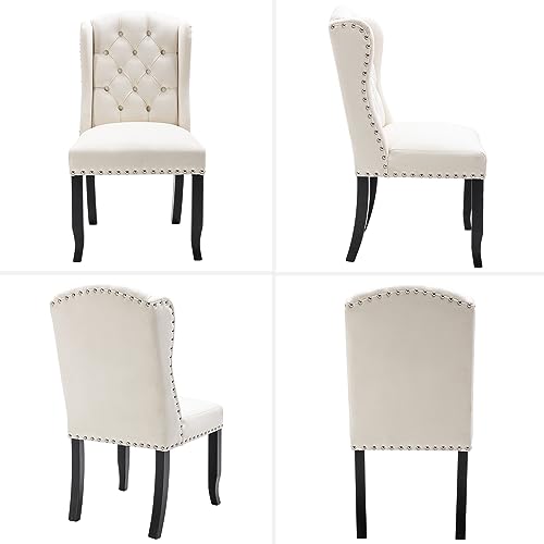 DUOMAY-Modern-Tufted-Dining-Chairs-Set-of-4-Velvet-Upholstered-Dining-Room-Chairs-Armless-Guest-Side-Chair-for-Kitchen-Dining-Room-Wingback-Accent-Chairs-with-Solid-Wood-White DUOMAY Modern Tufted Dining Chairs Set of 4 Velvet Upholstered Dining Room Chairs Armless Guest Side Chair for Kitchen Dining Room Wingback Accent Chairs with Solid Wood White