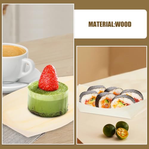 50 platos desechables de madera para sushi, 6 pulgadas miniatura 5