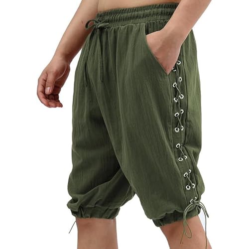 Pantalones cortos de pirata vikingo medieval para disfraces renacentistas de hombre talla 3XL
