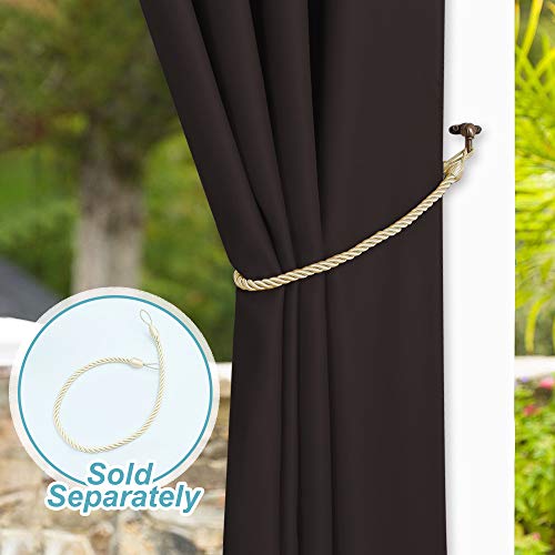 Nicetown Outdoor Curtain For Patio Waterproof Extra Long 108" Length, Thermal Insulated Rustproof Grommet Blackout Privacy Drape For Porch/Pergola, 1 Pack, 52" Wide, Toffee Brown #TOP6
