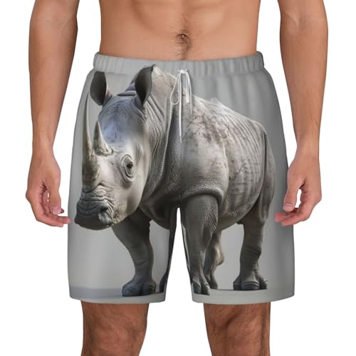 Short de bain imprimé rhinocéros pour homme - Maillot séchage rapide été