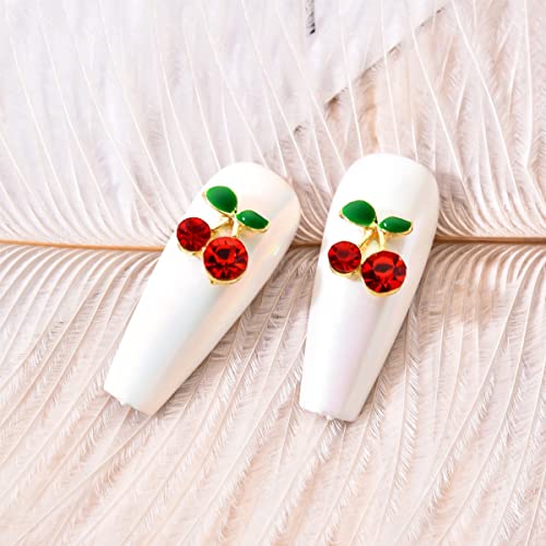40 Pcs 3D Cherry Nail Charms Nail Rhinestones Nail Art Shiny Nail Gems Nail Glitter Studs Cute Fruit Nail Slices Diamond Crystal For Women Girl Jewelry Making Crafts Diy Manicuring (Red Gold, 6Mm/8Mm) #TOP6