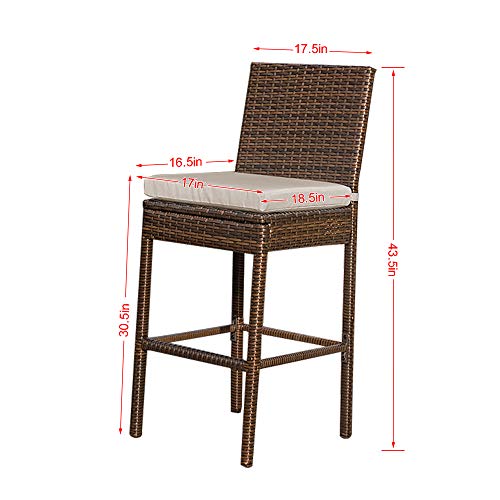 Sundale Outdoor Bar Stools Set of 2, Wicker Rattan Bar Stool Armless, 2