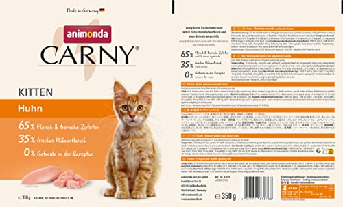 animonda Carny Katzen Trockenfutter für Kitten mit Huhn (1 x 350g), Kittenfutter trocken für wachsende Katzen ohne Zucker und Getreide mit Hühnerfleisch und Taurin